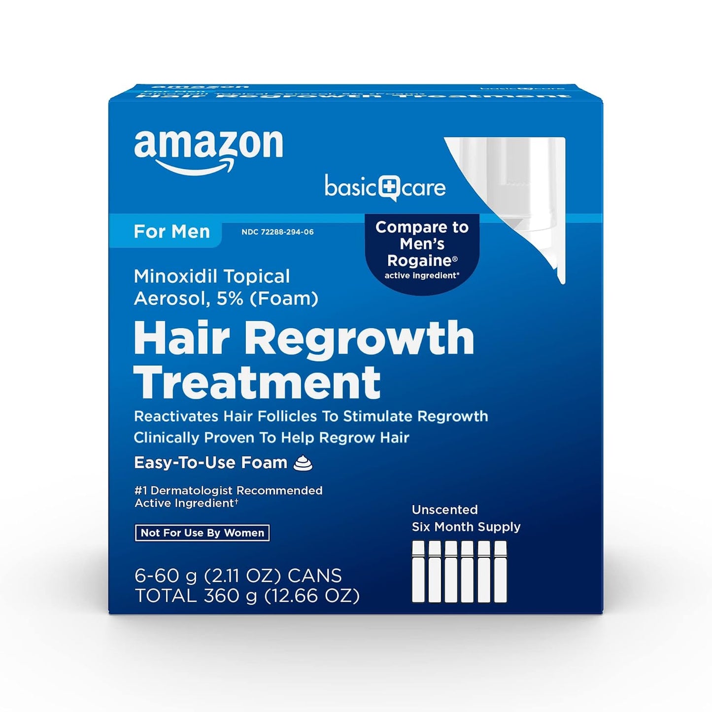Amazon Basic Care Minoxidil 5% Topical FOAM , Hair Regrowth Treatment for Men