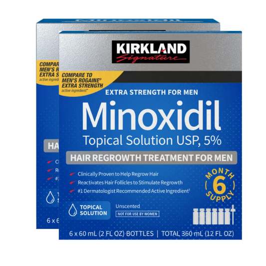 Solution de Minoxidil à 5 ​​% de Kirkland pour la repousse des cheveux, 2 paquets [Exp : 06/2027]