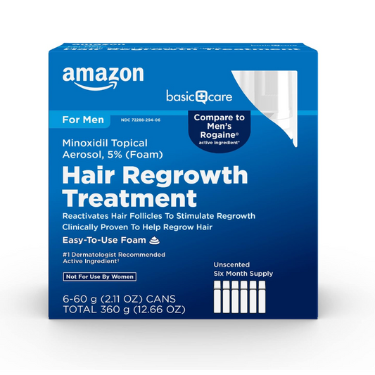 Minoxidil 5% Amazon Basic Care Topical Foam Hair Regrowth Treatment [Exp: 09/2027]