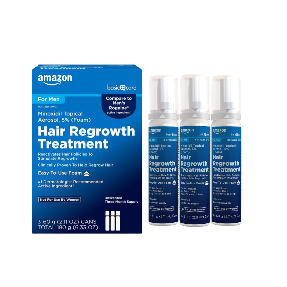 Minoxidil 5% Amazon Basic Care Topical FOAM 3 Months Supply [Exp: 02/2028]